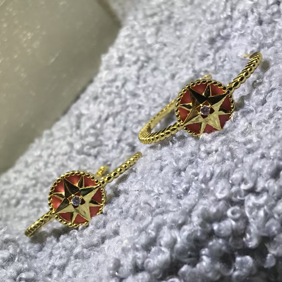 Dior Hoop Rose Des Vents Earrings - Best Replica Jewelry™