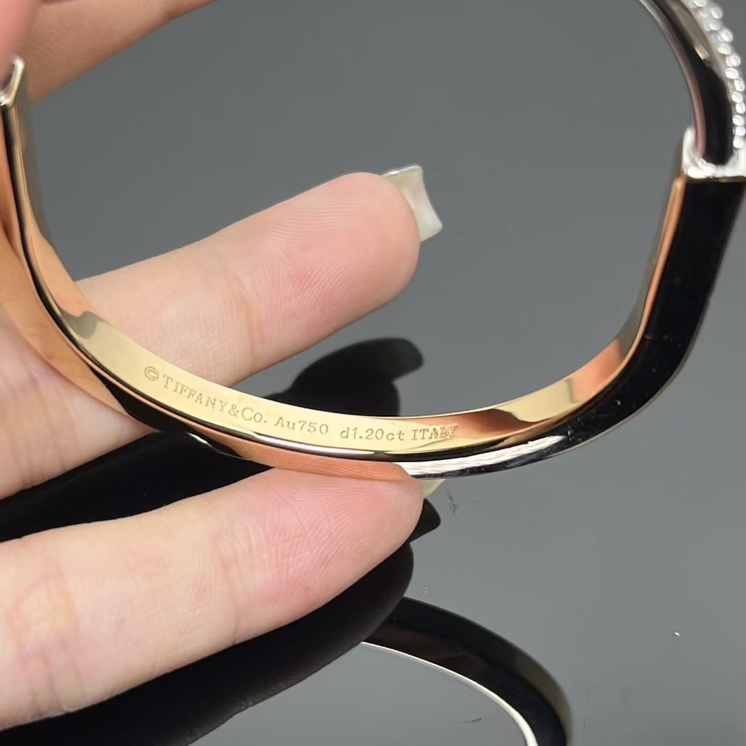Tiffany Lock Bangle Half Pavé Diamonds Bracelet - Best Replica Jewelry™