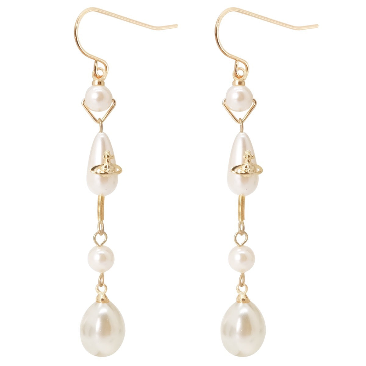 Vivienne Westwood Teardrop Pearl Saturn Earrings - Best Replica Jewelry™