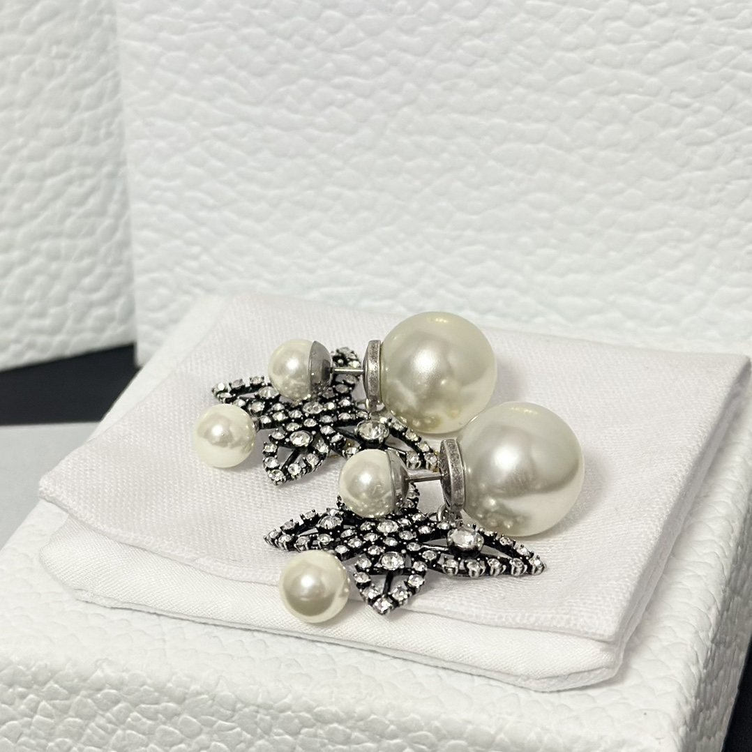 Dior Butterfly Pearl Drop Earrings - Best Replica Jewelry™