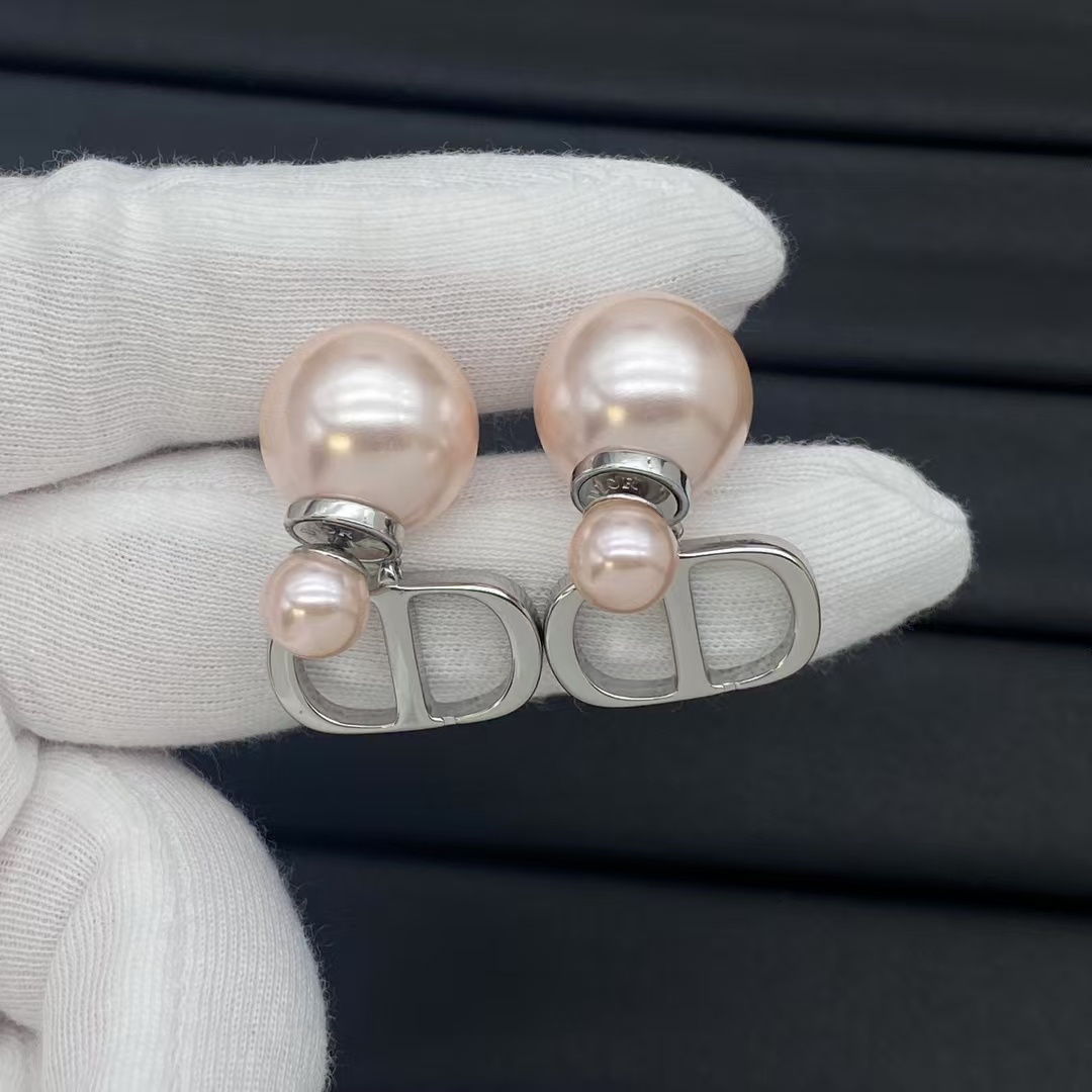 Dior CD Pink Pearl Earrings - Best Replica Jewelry™