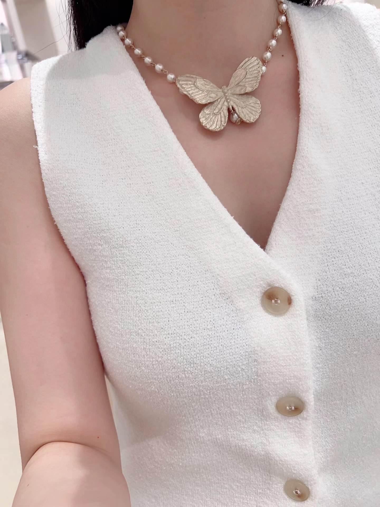 Dior Butterfly Pearl Necklace - Best Replica Jewelry™