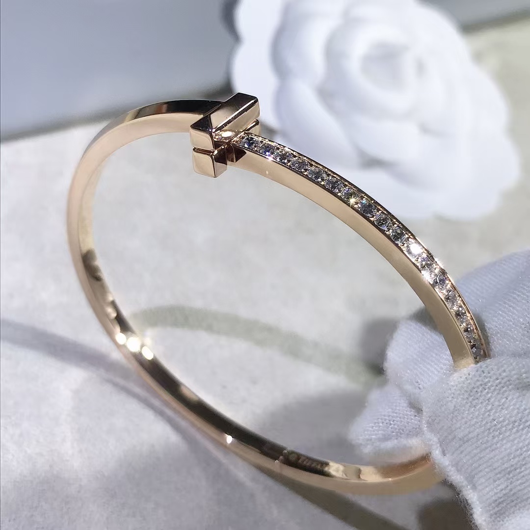 Tiffany T1 Narrow Diamond Hinged Bangle Bracelet - Best Replica Jewelry™