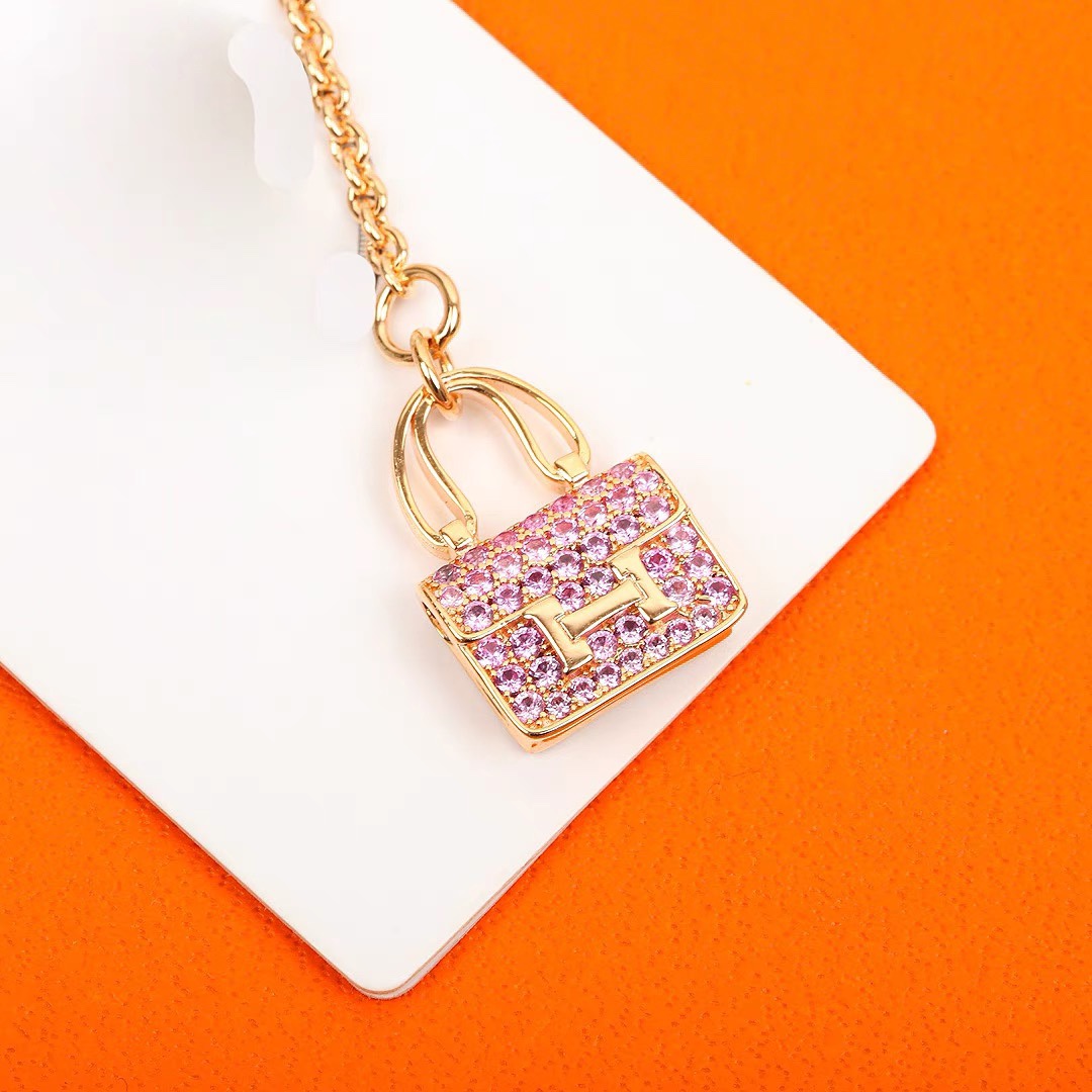 Hermes Pink Diamond H Bag Bracelet - Best Replica Jewelry™