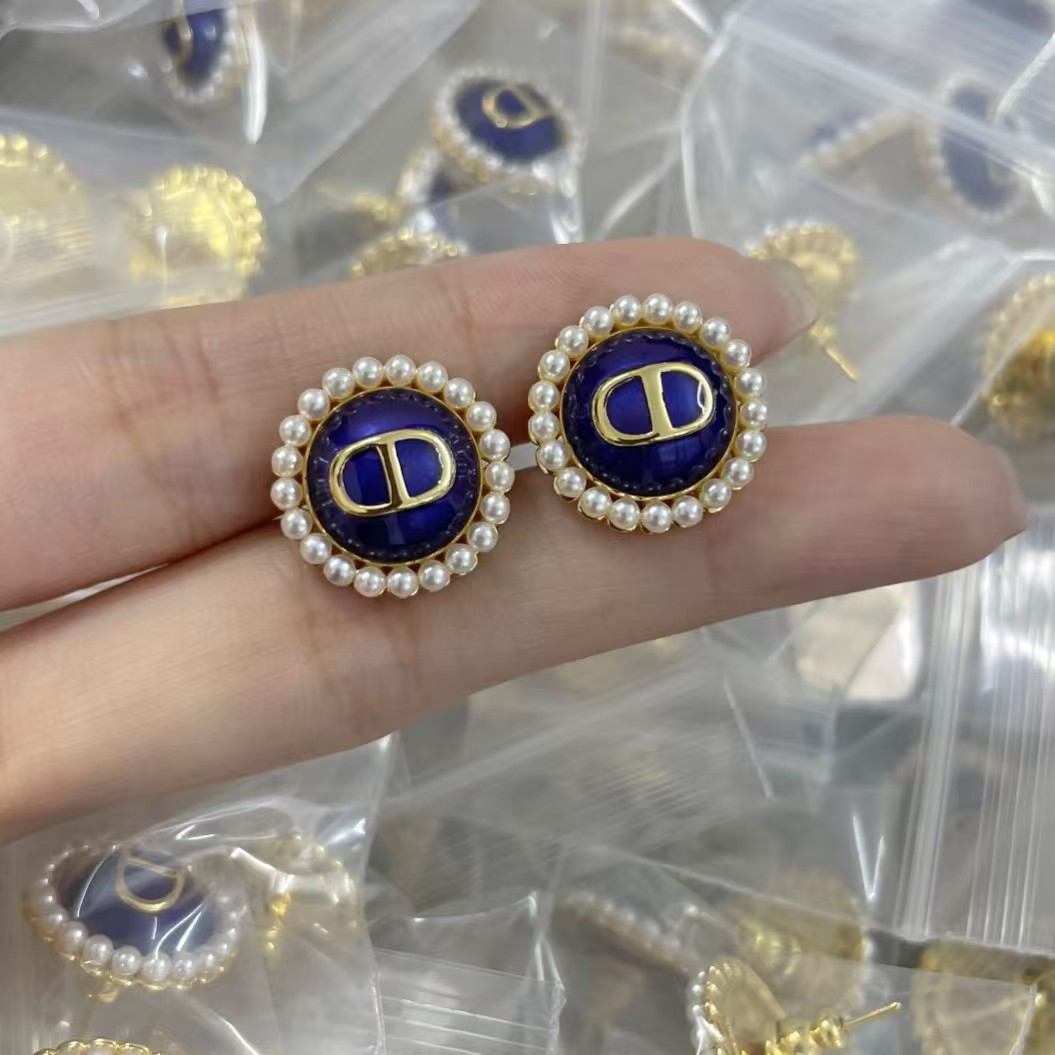 Dior Purple Round Stud Earrings - Best Replica Jewelry™