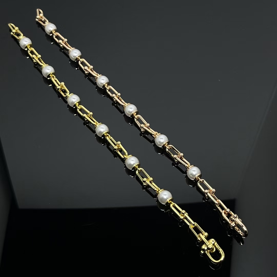Tiffany HardWear Link Bracelet with Freshwater Pearls - Best Replica Jewelry™