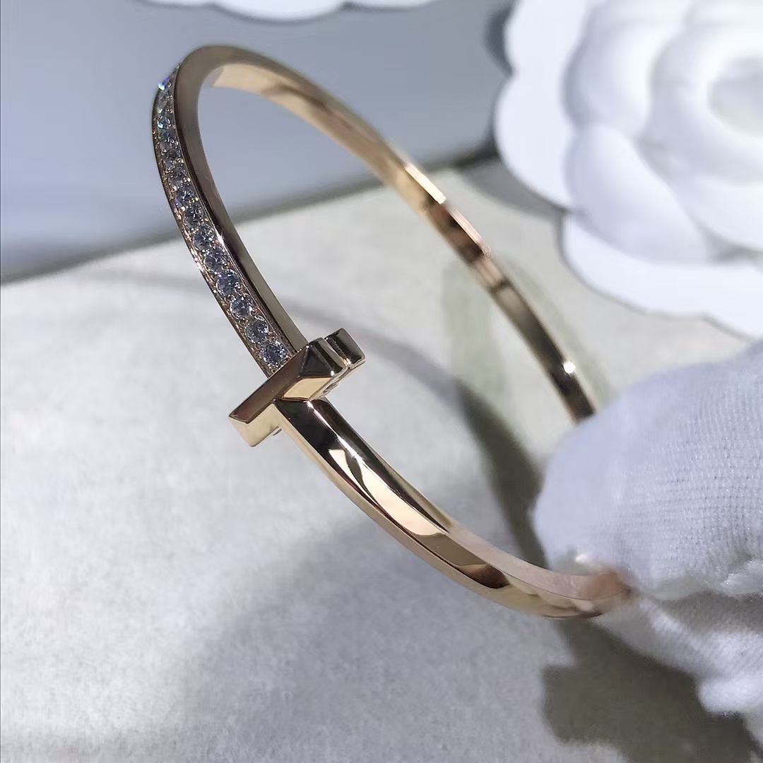Tiffany T1 Narrow Diamond Hinged Bangle Bracelet - Best Replica Jewelry™