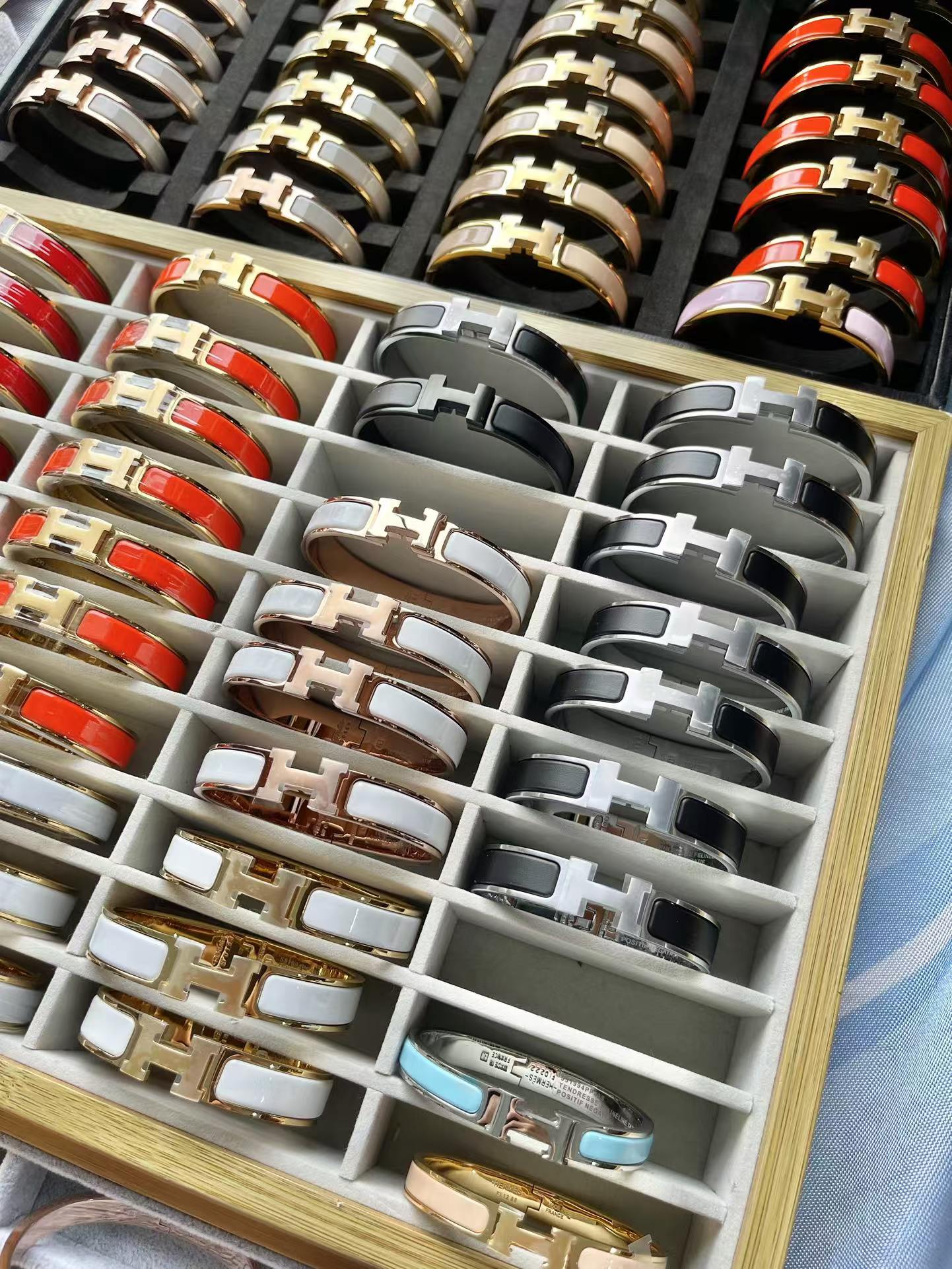 Hermes Wide H Enamel Bangle Bracelet - 21 Colors Available - Best Replica Jewelry™