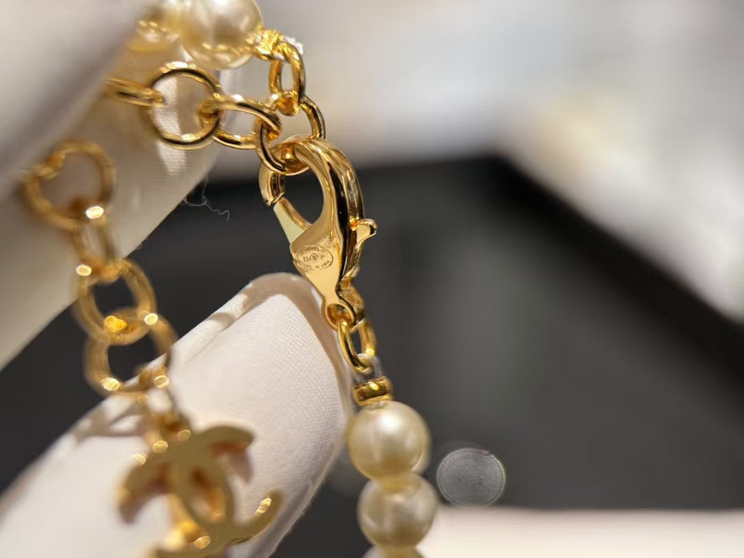 Chanel Denim Heart Pendant Pearl Choker Necklace - Best Replica Jewelry™