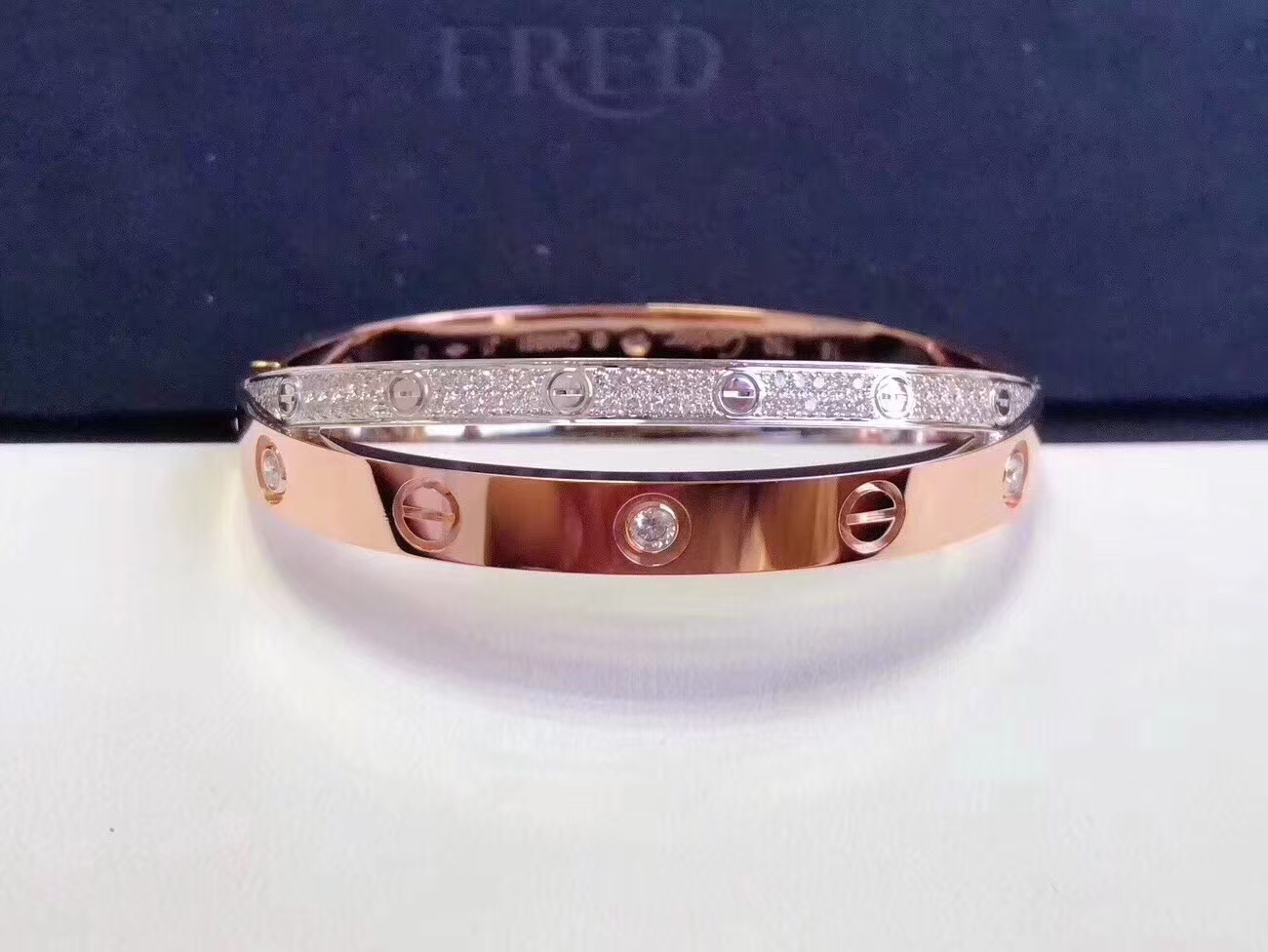 Cartier Cross Mixed Metal Color LOVE Bracelet Bangle - Best Replica Jewelry™