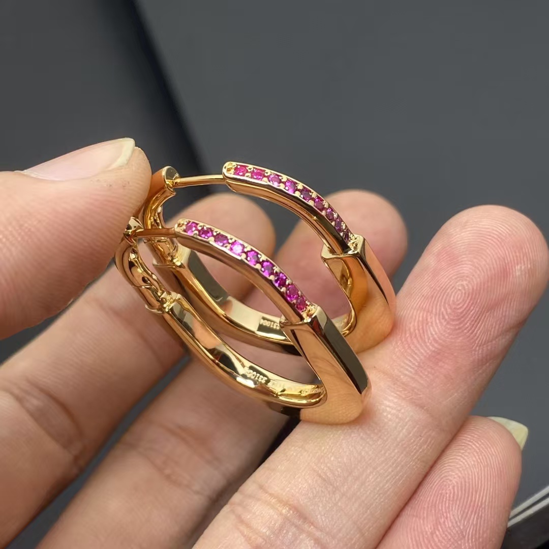 Tiffany Pink Diamond Lock Earrings - Best Replica Jewelry™