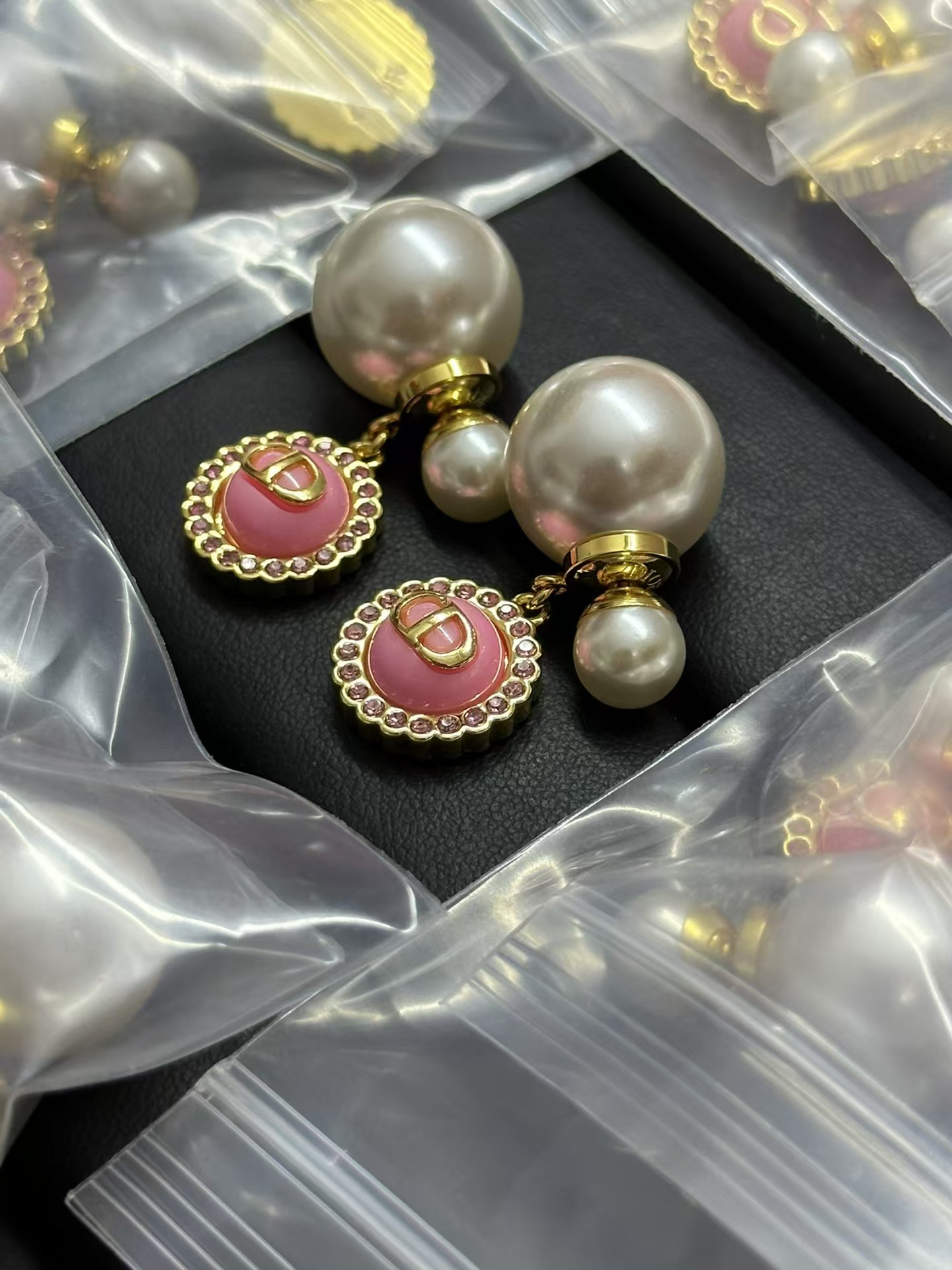 Dior Pink CD Tribales Pearl Earrings - Best Replica Jewelry™