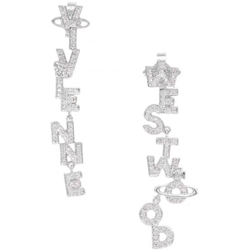 Vivienne Westwood Letters Asymmetric Earrings - Best Replica Jewelry™