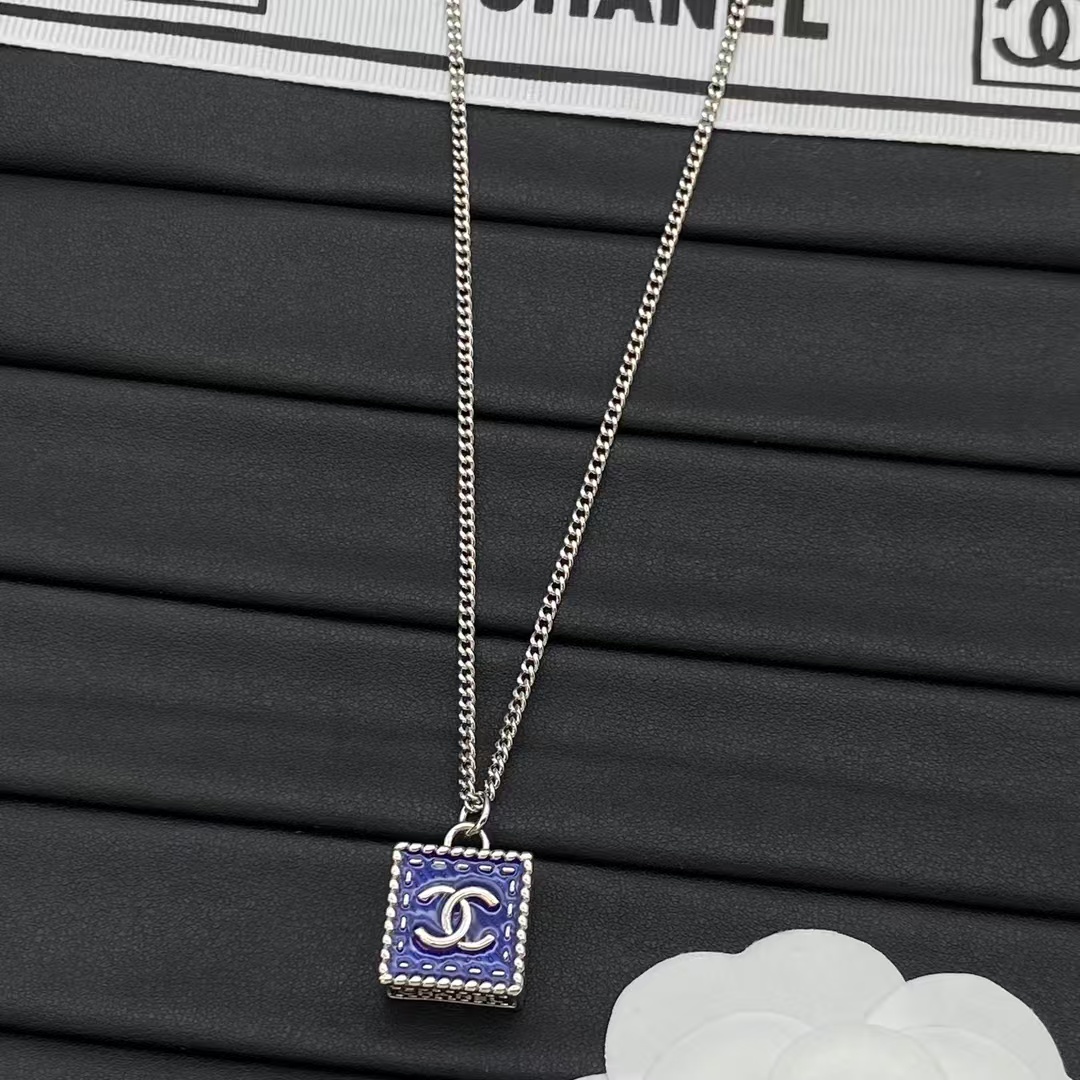 Chanel Denim Cube Pendant Necklace - Best Replica Jewelry™