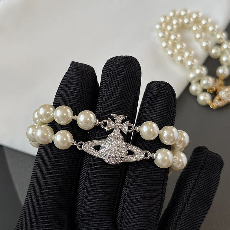 Vivienne Westwood 2 Row Pearl Bracelet - Best Replica Jewelry™