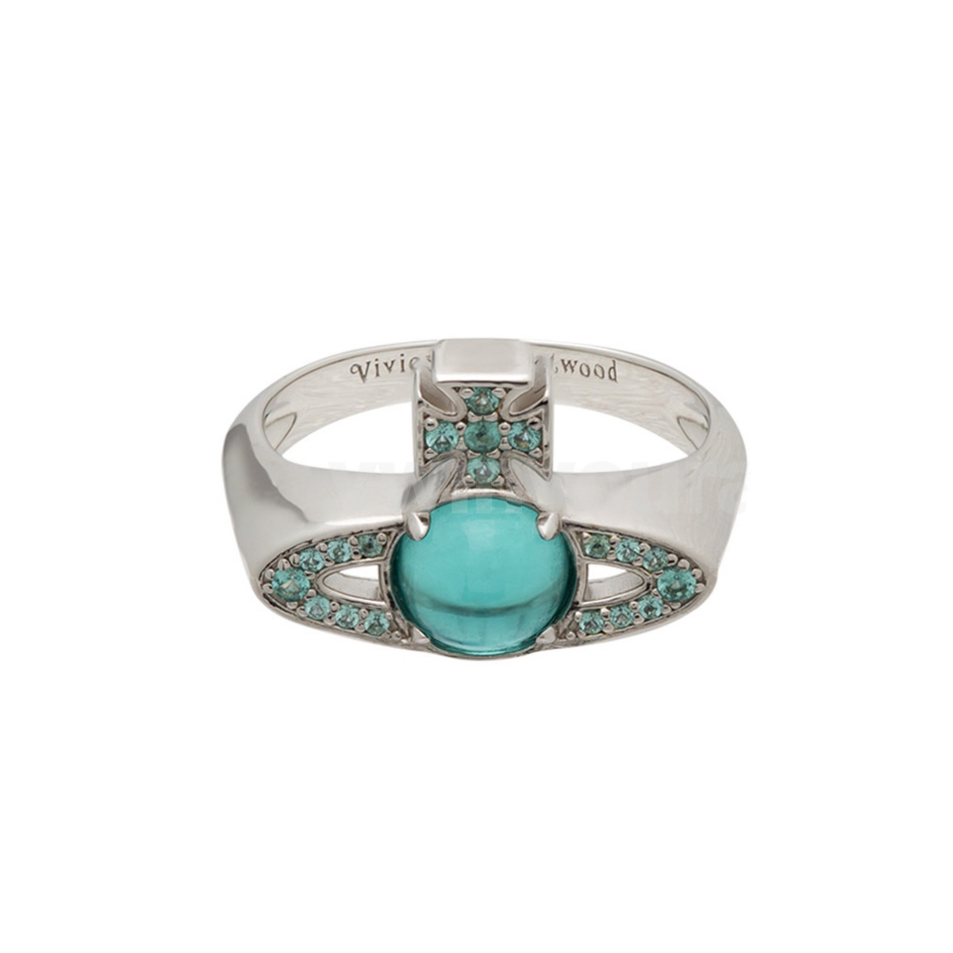 Vivienne Westwood Lake Blue Lucky Bead Saturn Ring - Best Replica Jewelry™