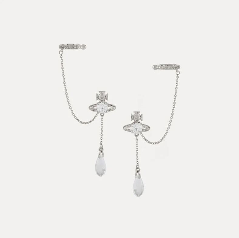 Vivienne Westwood Climber Ear cuff Saturn Waterdrop Crystal Earrings - Best Replica Jewelry™