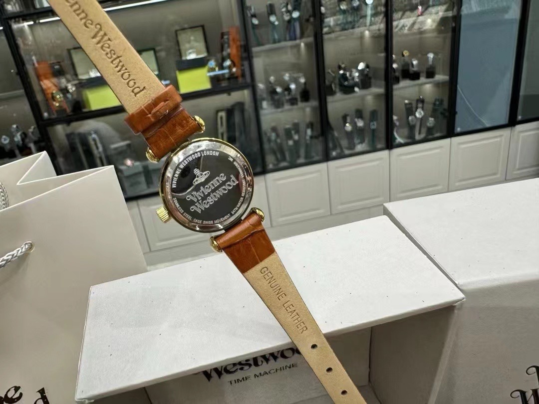 Vivienne Westwood Brown Genuine Leather Band Watch - 23MM - Best Replica Jewelry™