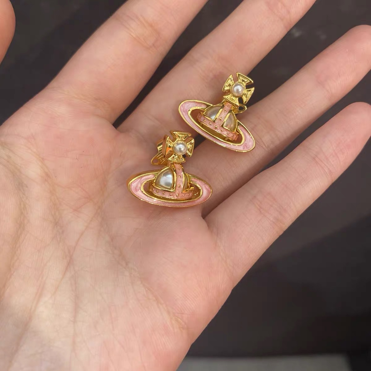 Vivienne Westwood Enamel Candy Color Saturn Earrings - Best Replica Jewelry™