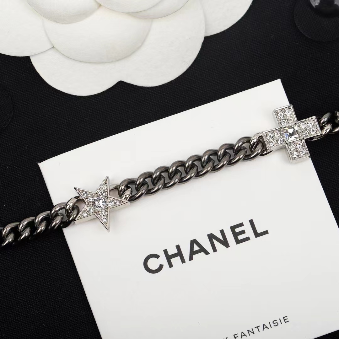 Chanel Black Cuban Chain Choker Necklace - Best Replica Jewelry™