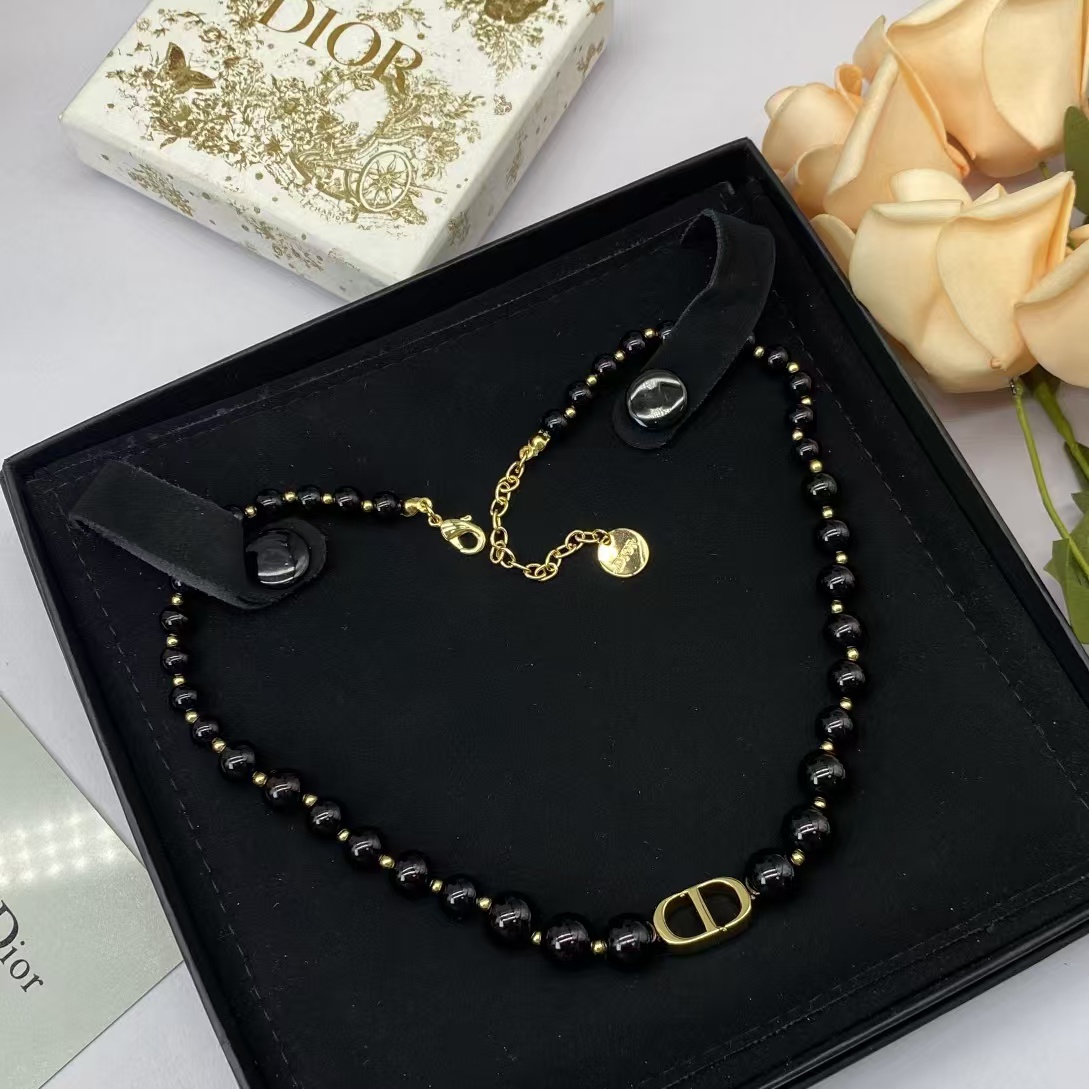 Dior CD Pendant Black Pearl Necklace - Best Replica Jewelry™