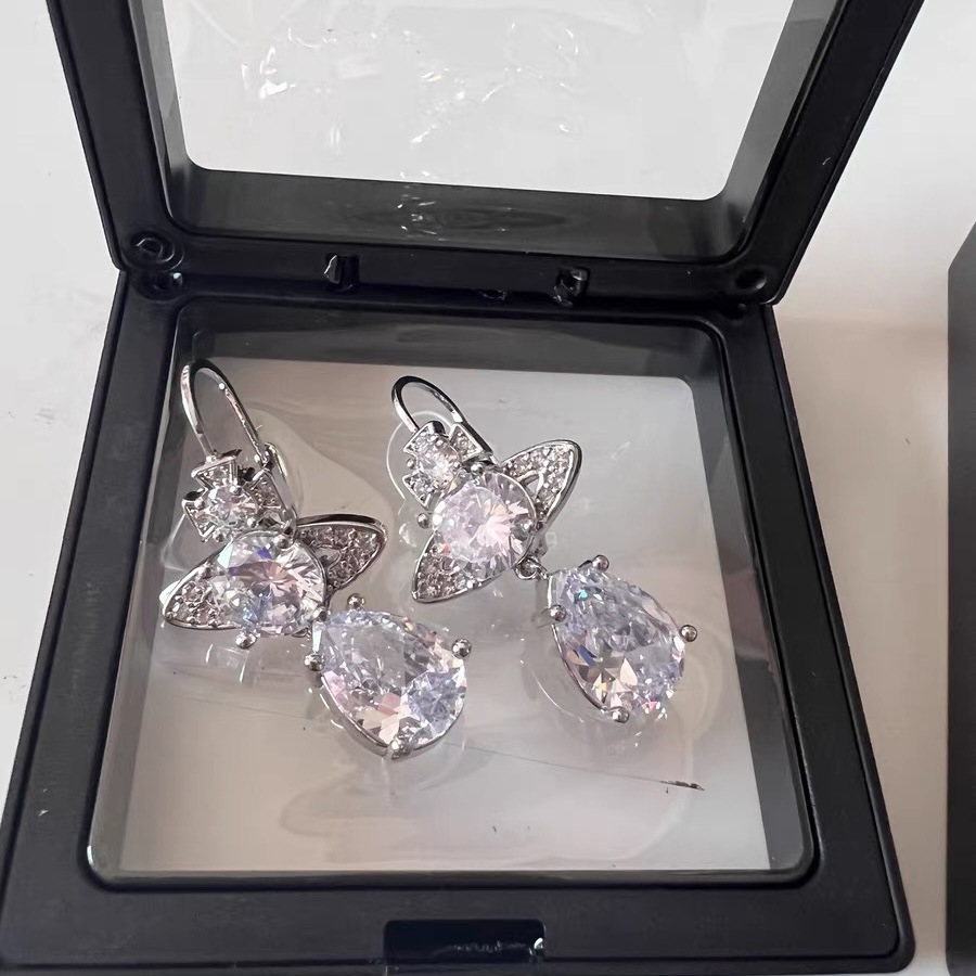 Vivienne Westwood Luxury Colorful Diamond Teardrop Earrings - Best Replica Jewelry™