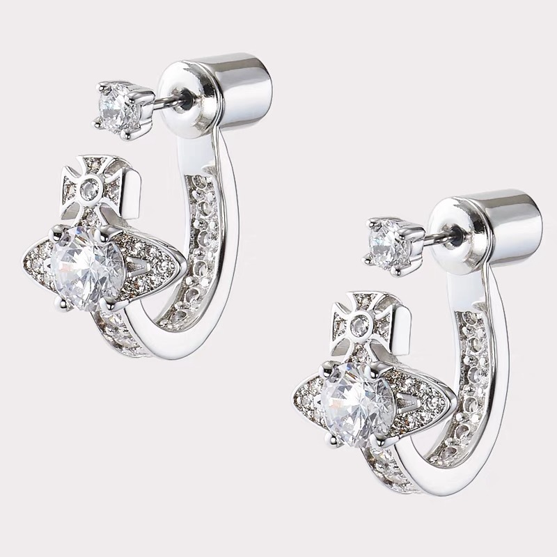 Vivienne Westwood Detachable U Shaped Rhinestone Saturn Earring Stud - Best Replica Jewelry™