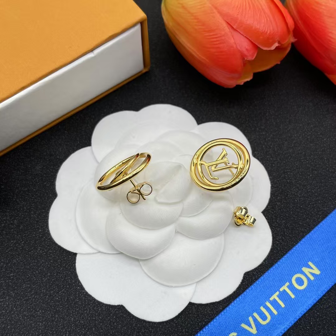 Louis Vuitton Hollow LV Letter Round Earrings - Best Replica Jewelry™