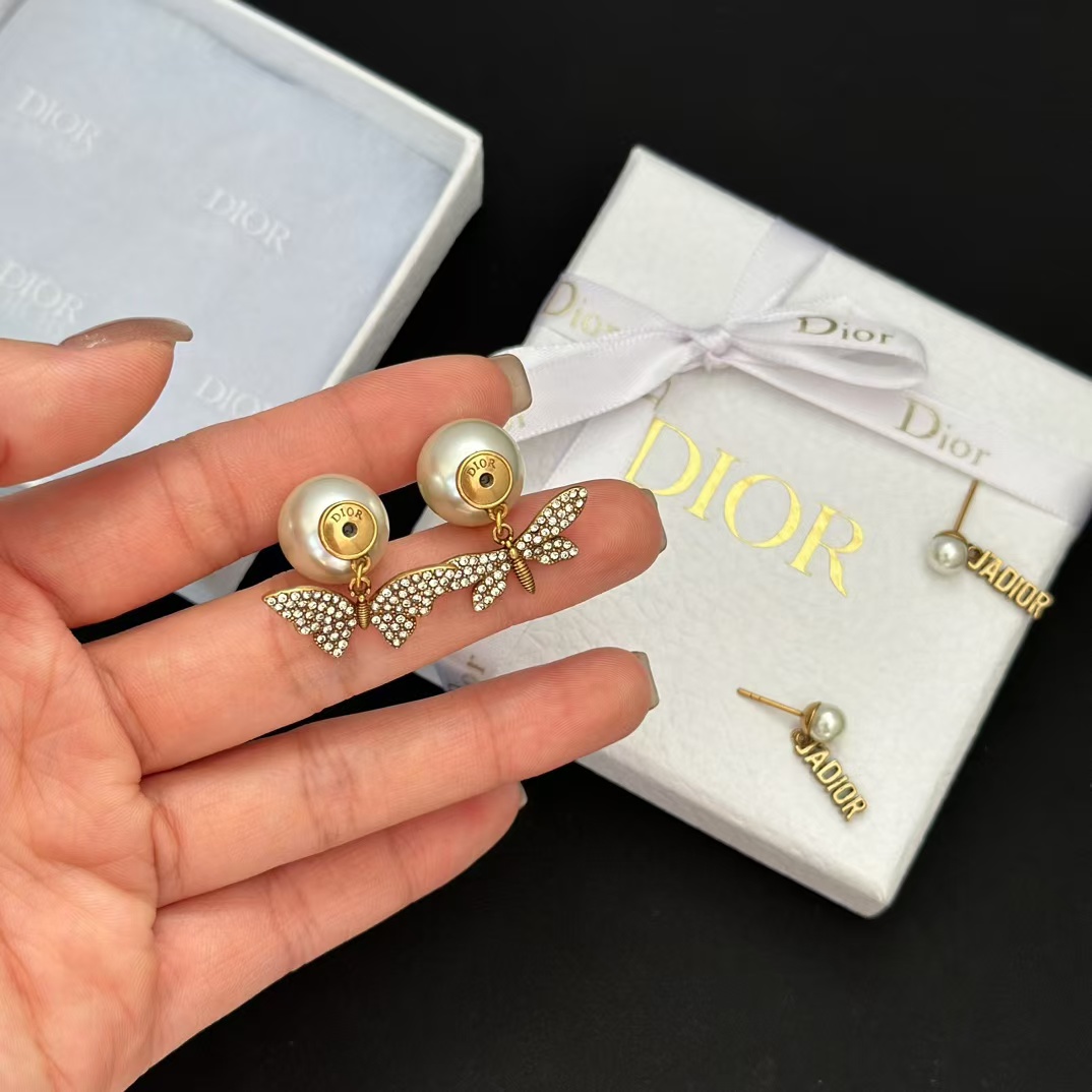 Dior Butterfly JADIOR Pearl Earrings - Best Replica Jewelry™
