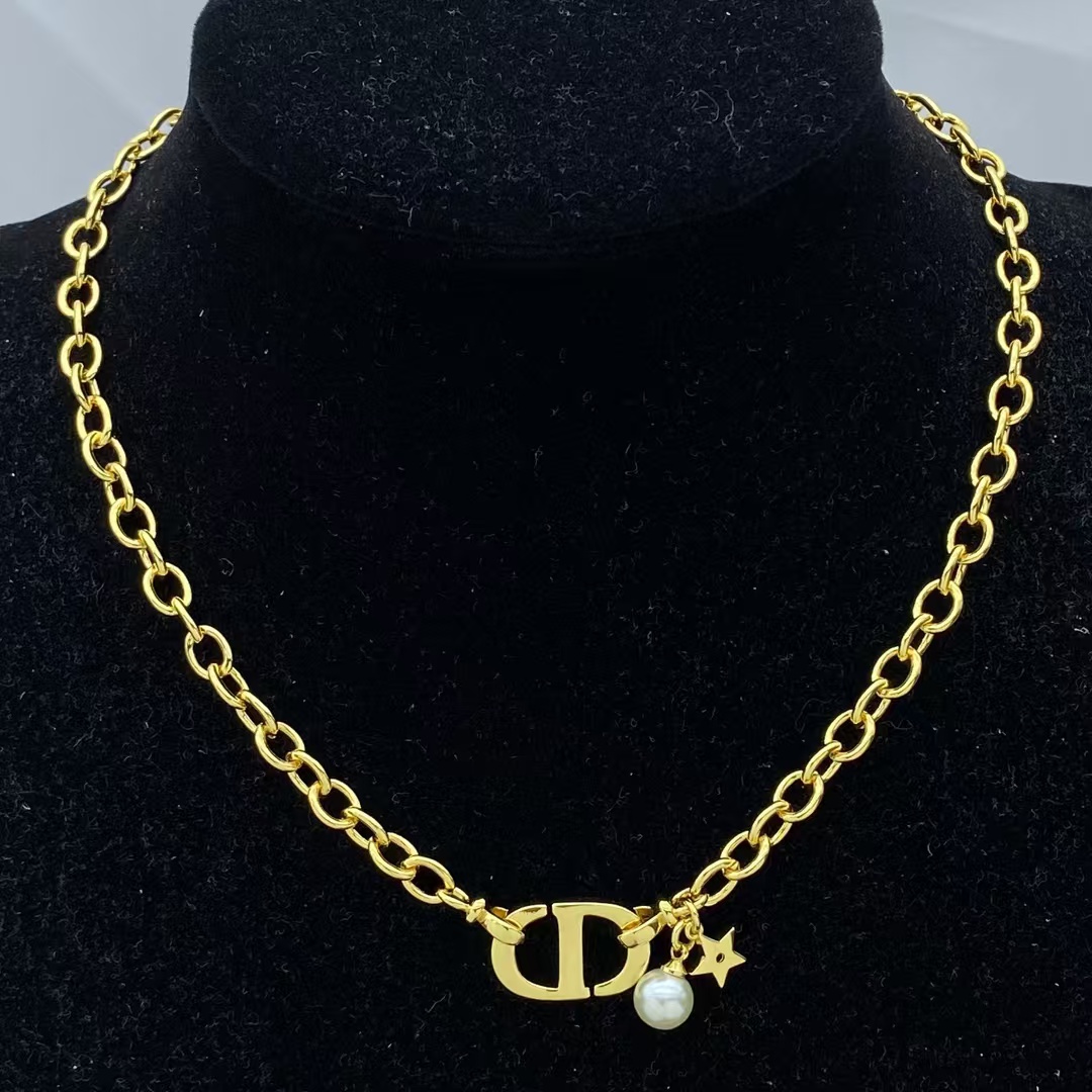 Dior CD Pendant with Star Pearl Charm Necklace - Best Replica Jewelry™