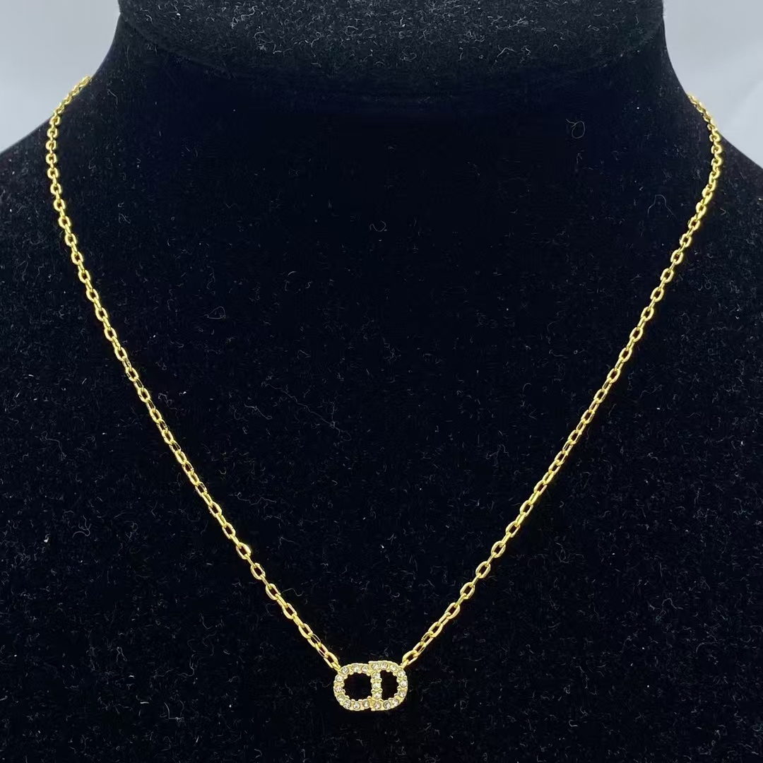 Dior Minimalistic CD Pendant Gold Chain Necklace - Best Replica Jewelry™