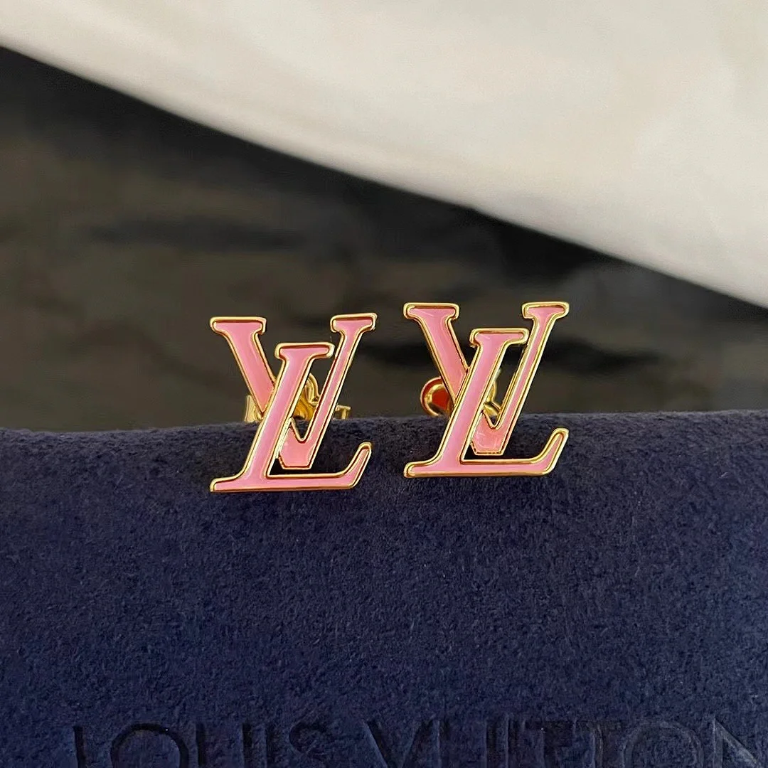 Louis Vuitton Pink LV Letter Earrings - Best Replica Jewelry™