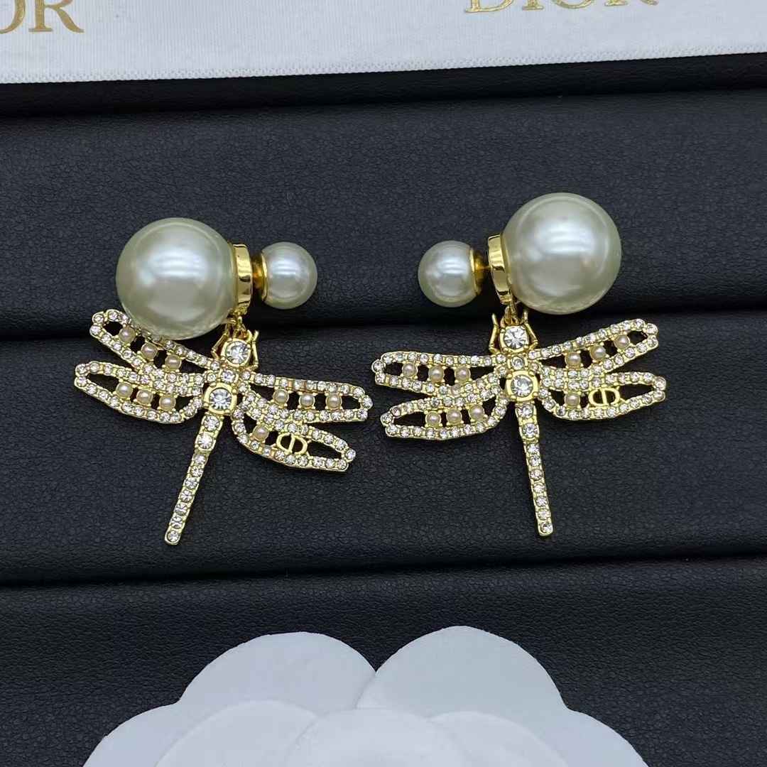 Dior Dragonfly Pearl Earrings - Best Replica Jewelry™