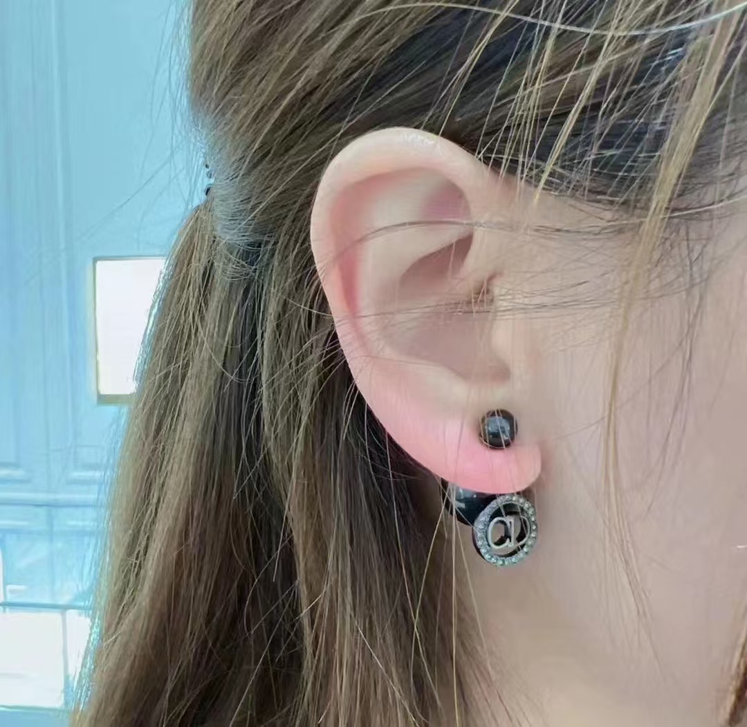 Dior Black Pearl CD Earrings - Best Replica Jewelry™