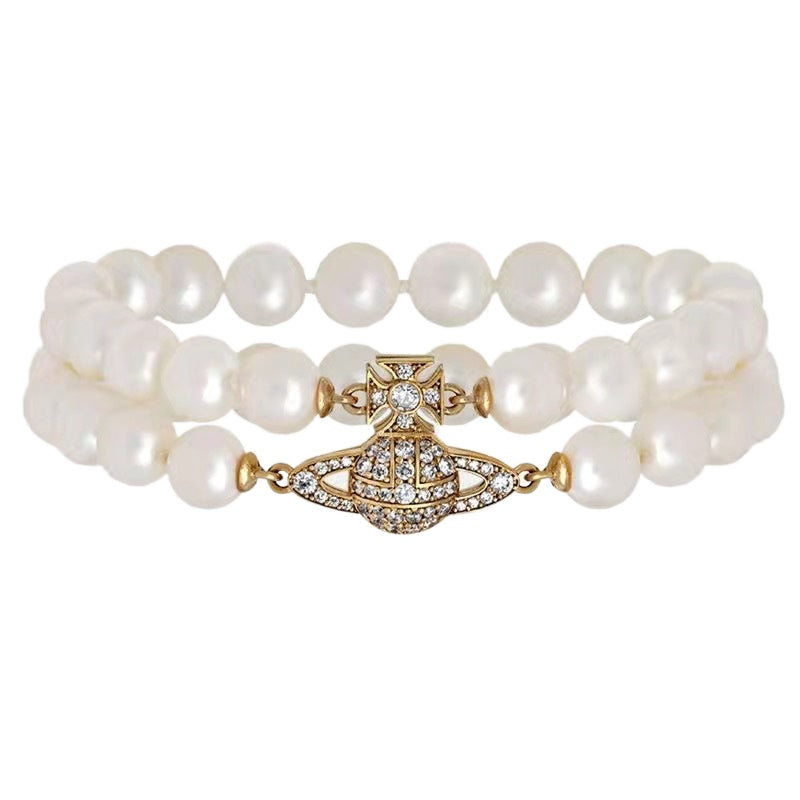 Vivienne Westwood 2 Row Pearl Bracelet - Best Replica Jewelry™