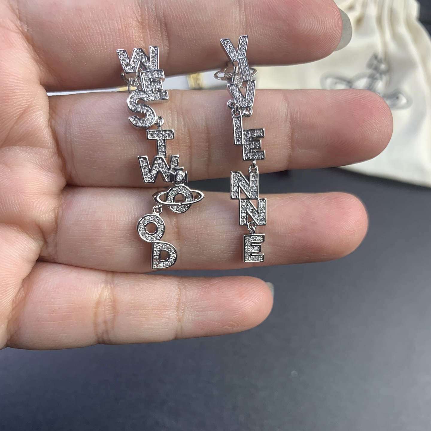 Vivienne Westwood Letters Asymmetric Earrings - Best Replica Jewelry™