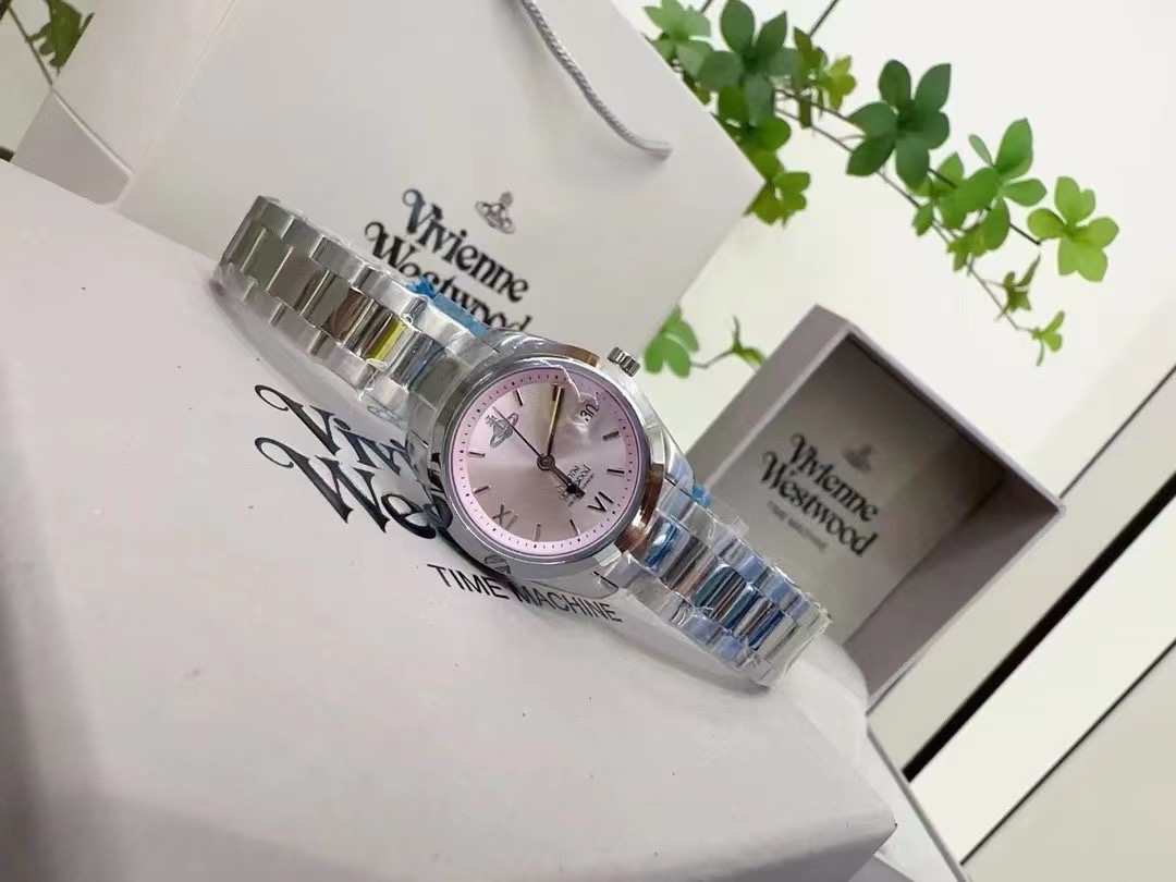 Vivienne Westwood Light Pink Dial Saturn Watch - 28MM - Best Replica Jewelry™