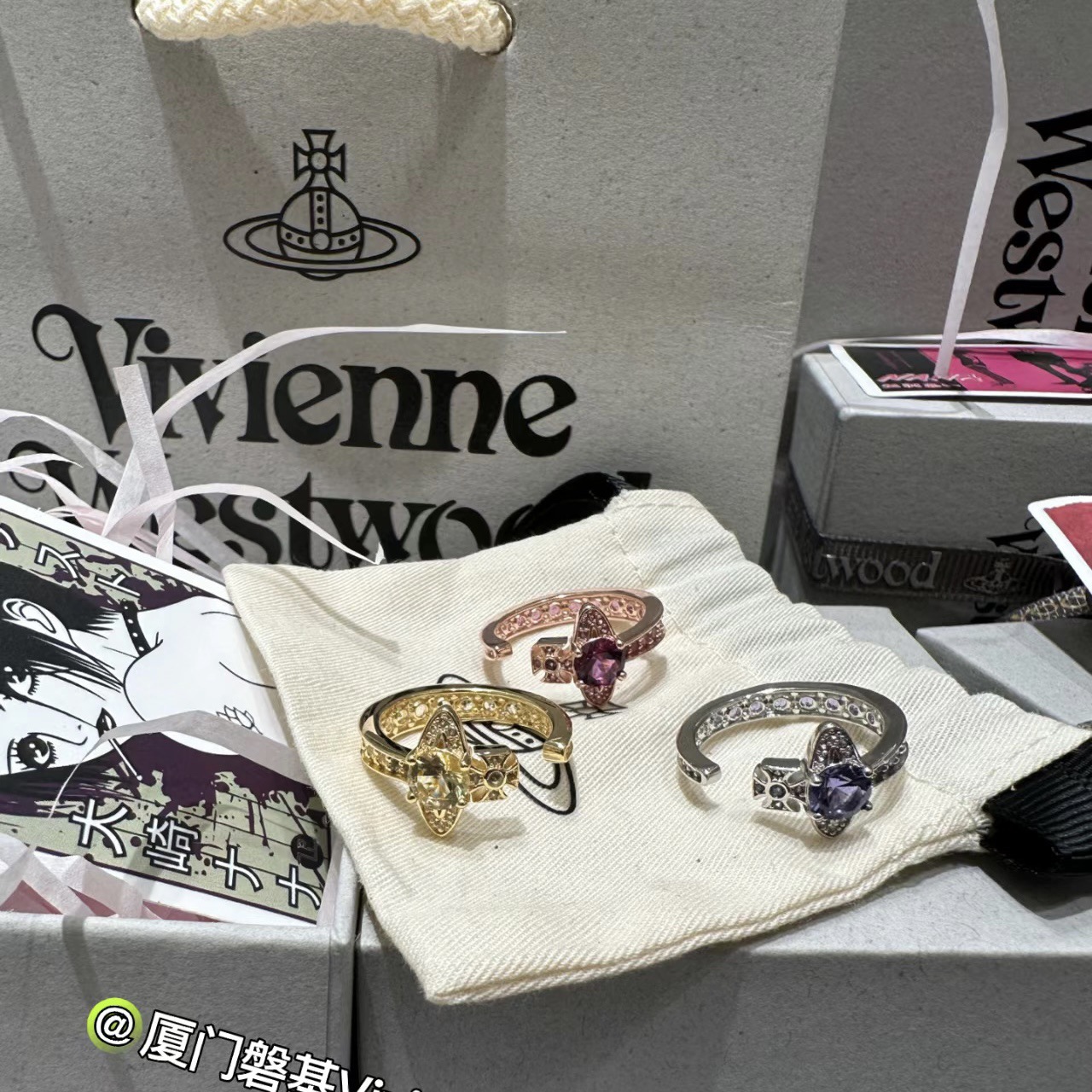 Vivienne Westwood Multi Color Diamond Saturn Ring - Best Replica Jewelry™