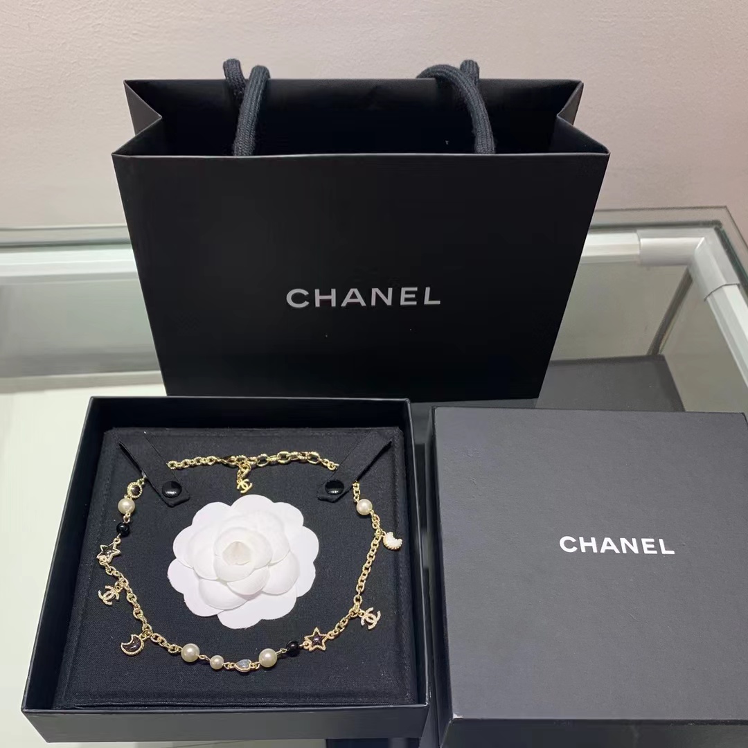 Chanel Moon Star Pearl Charms Necklace - Best Replica Jewelry™