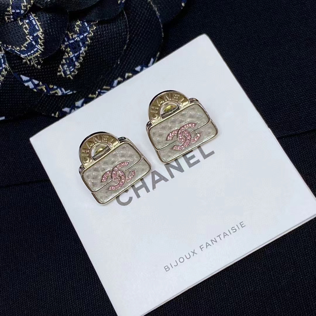 Chanel Pink Double C Lock Earrings - Best Replica Jewelry™