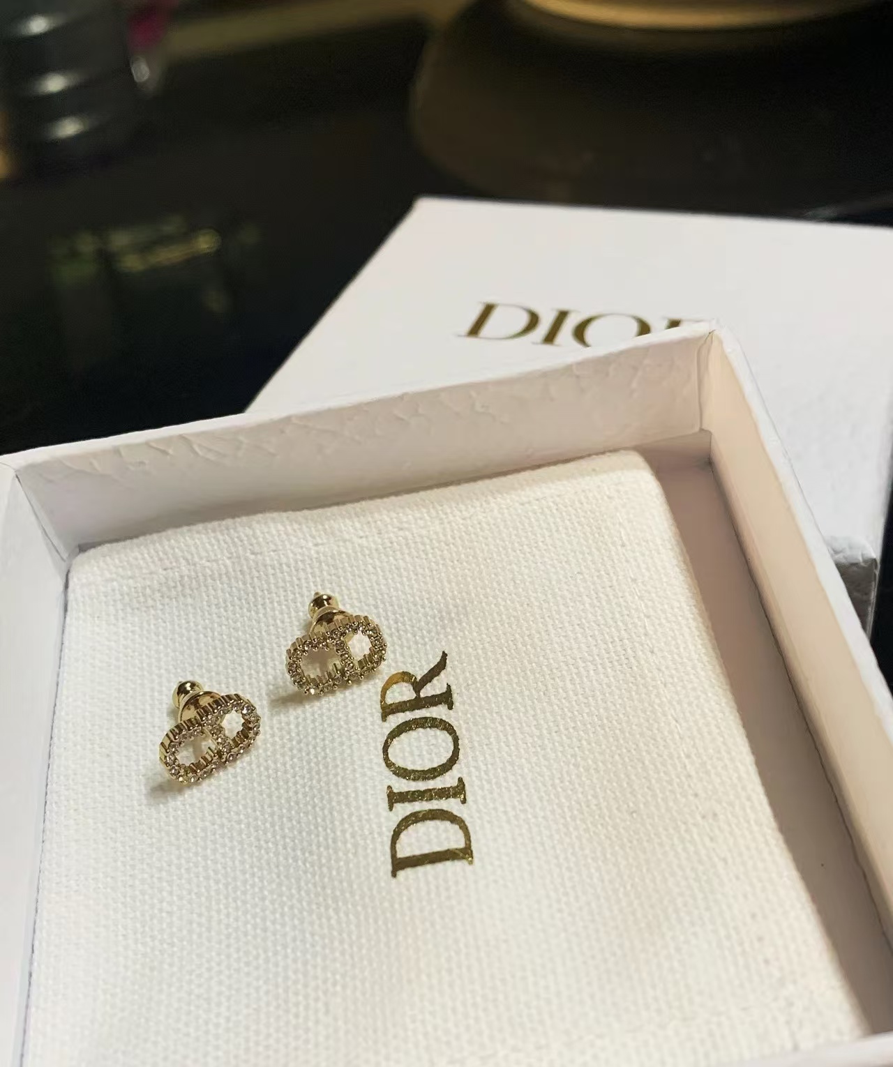 Dior Classic Diamond Paved CD Stud Earrings - Best Replica Jewelry™