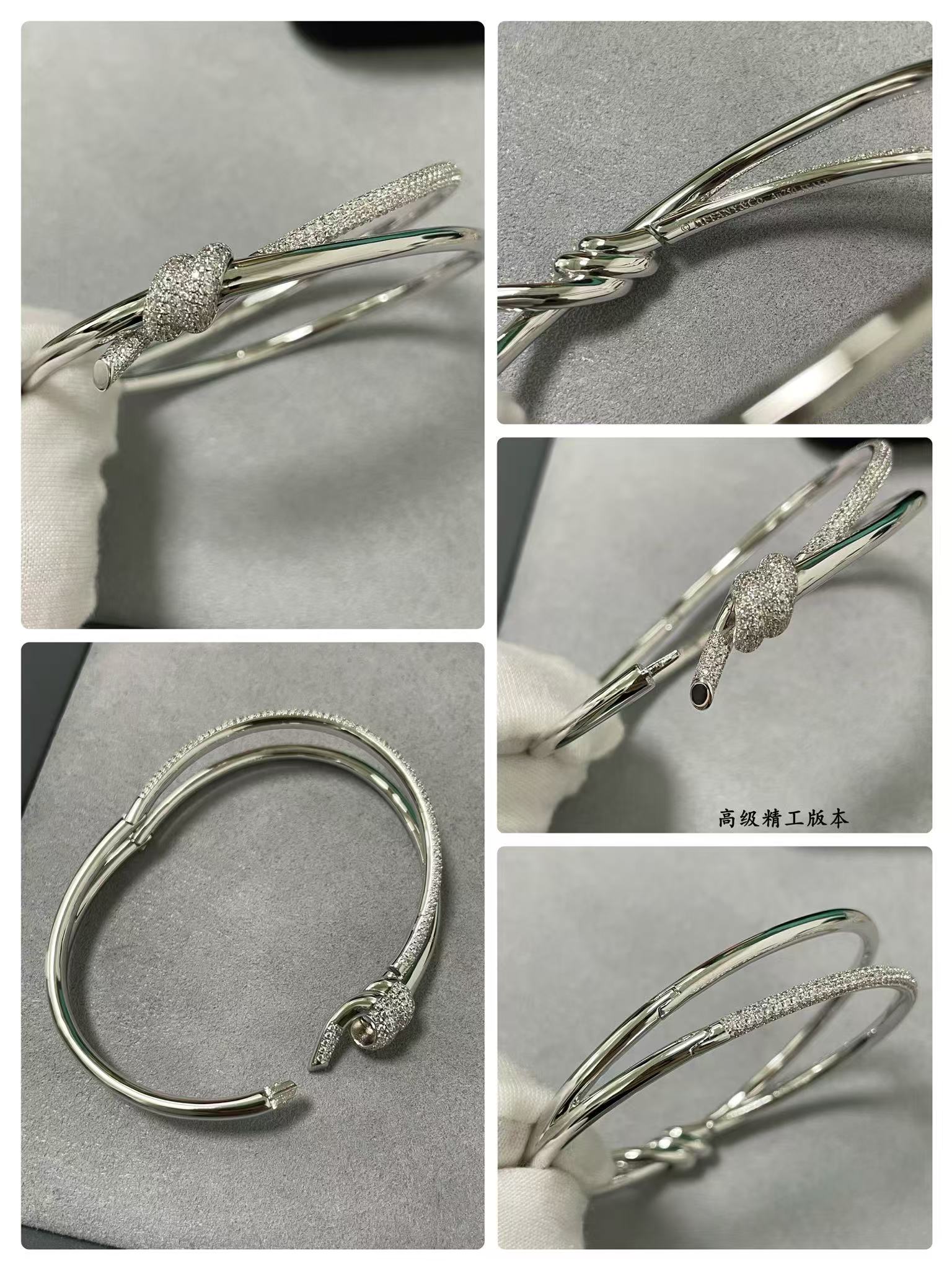 Tiffany Knot Double Row Hinged Bangle Bracelet - Best Replica Jewelry™