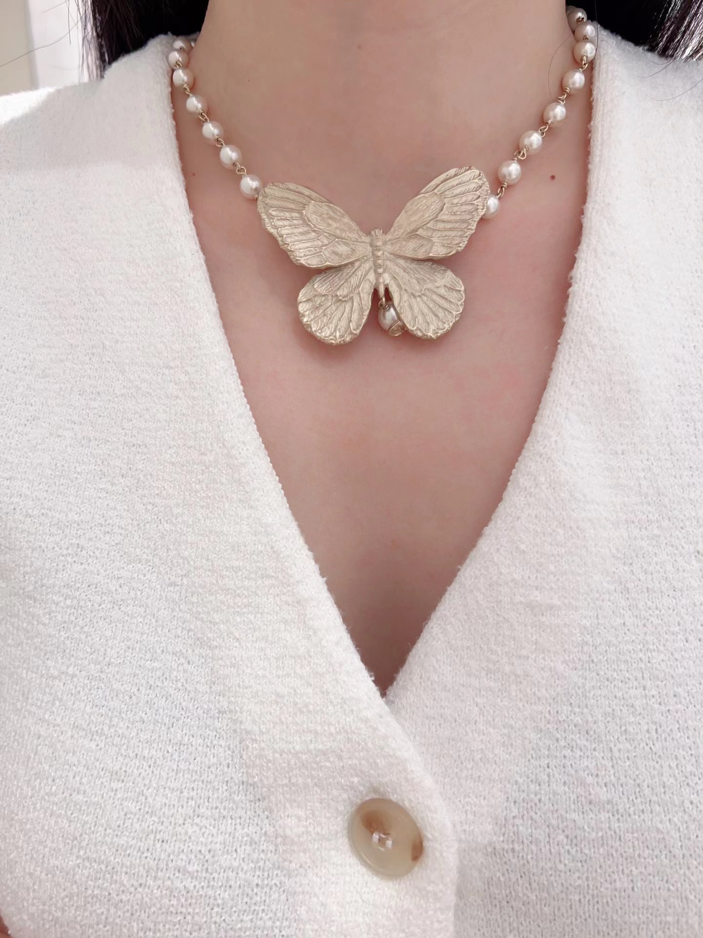 Dior Butterfly Pearl Necklace - Best Replica Jewelry™