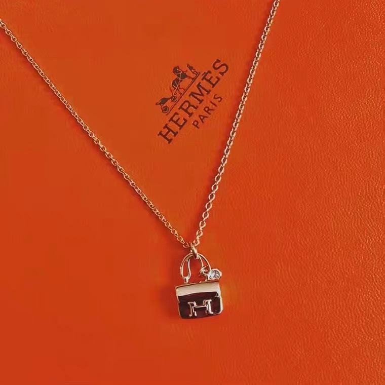 Hermes Plain Surface Bag Pendant Necklace - Best Replica Jewelry™