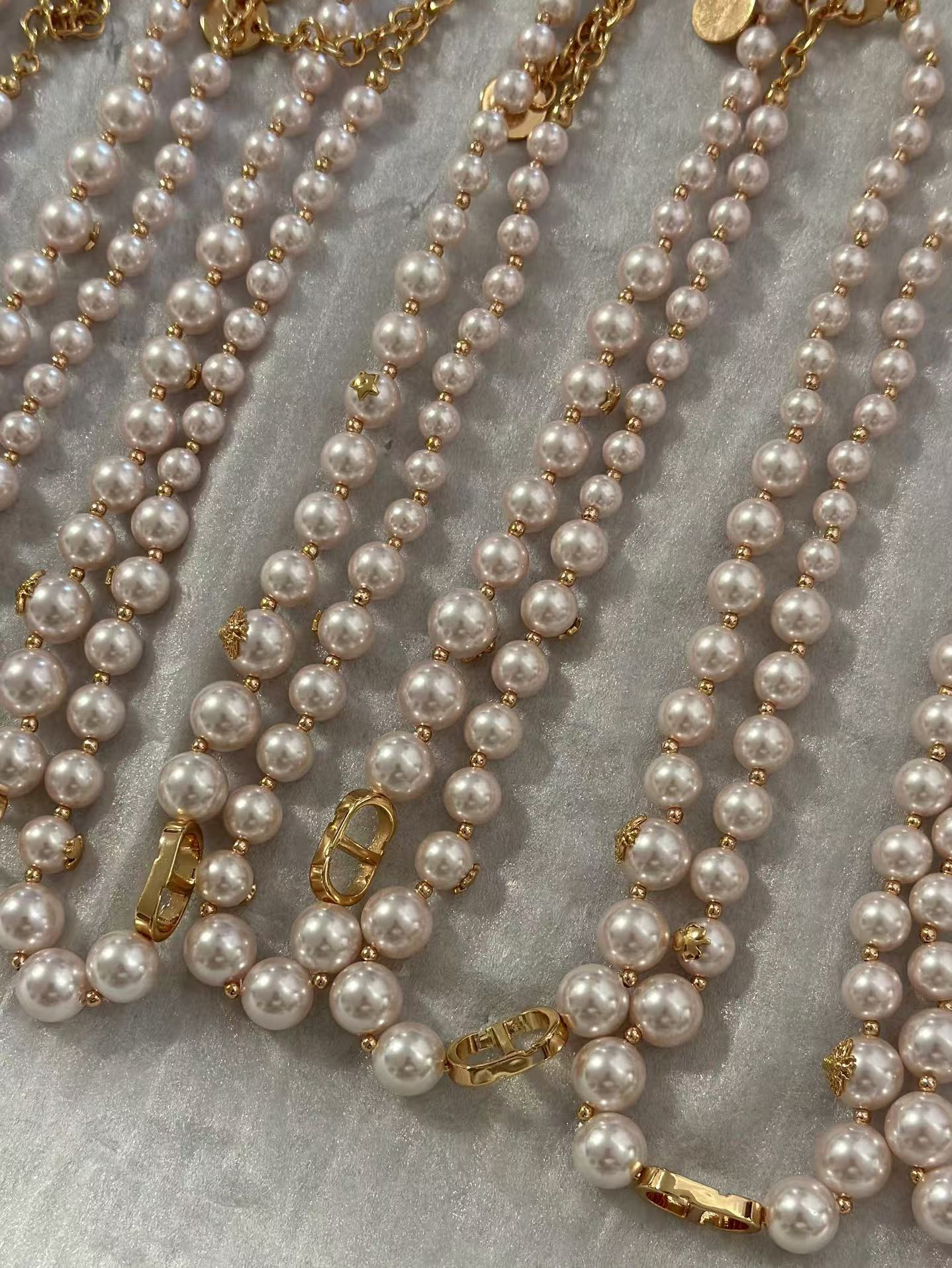 Dior Rose Gold- Finish Vintage Pearl Necklace - Best Replica Jewelry™