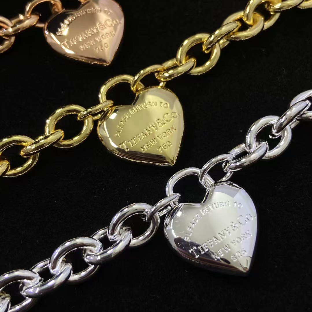 Tiffany Heart Charm OT Clasp Bracelet - Best Replica Jewelry™