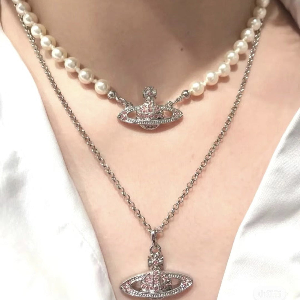 Vivienne Westwood Pink Saturn Necklace - Best Replica Jewelry™