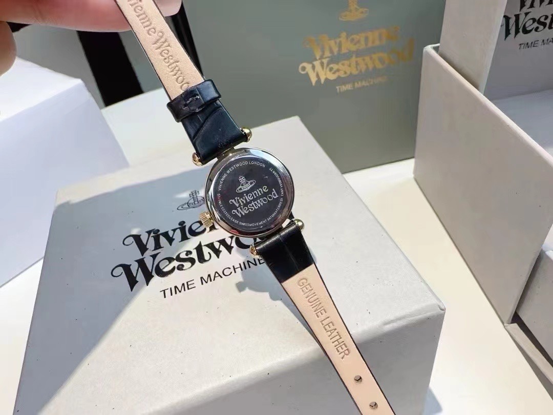 Vivienne Westwood Black Genuine Leather Band Watch - 23MM - Best Replica Jewelry™