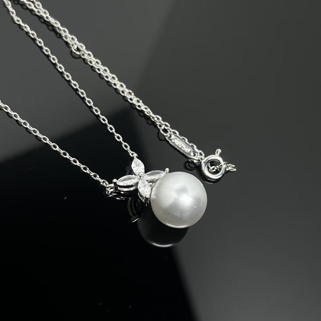 Tiffany Victoria Pearl and Diamond Pendant Necklace - Best Replica Jewelry™