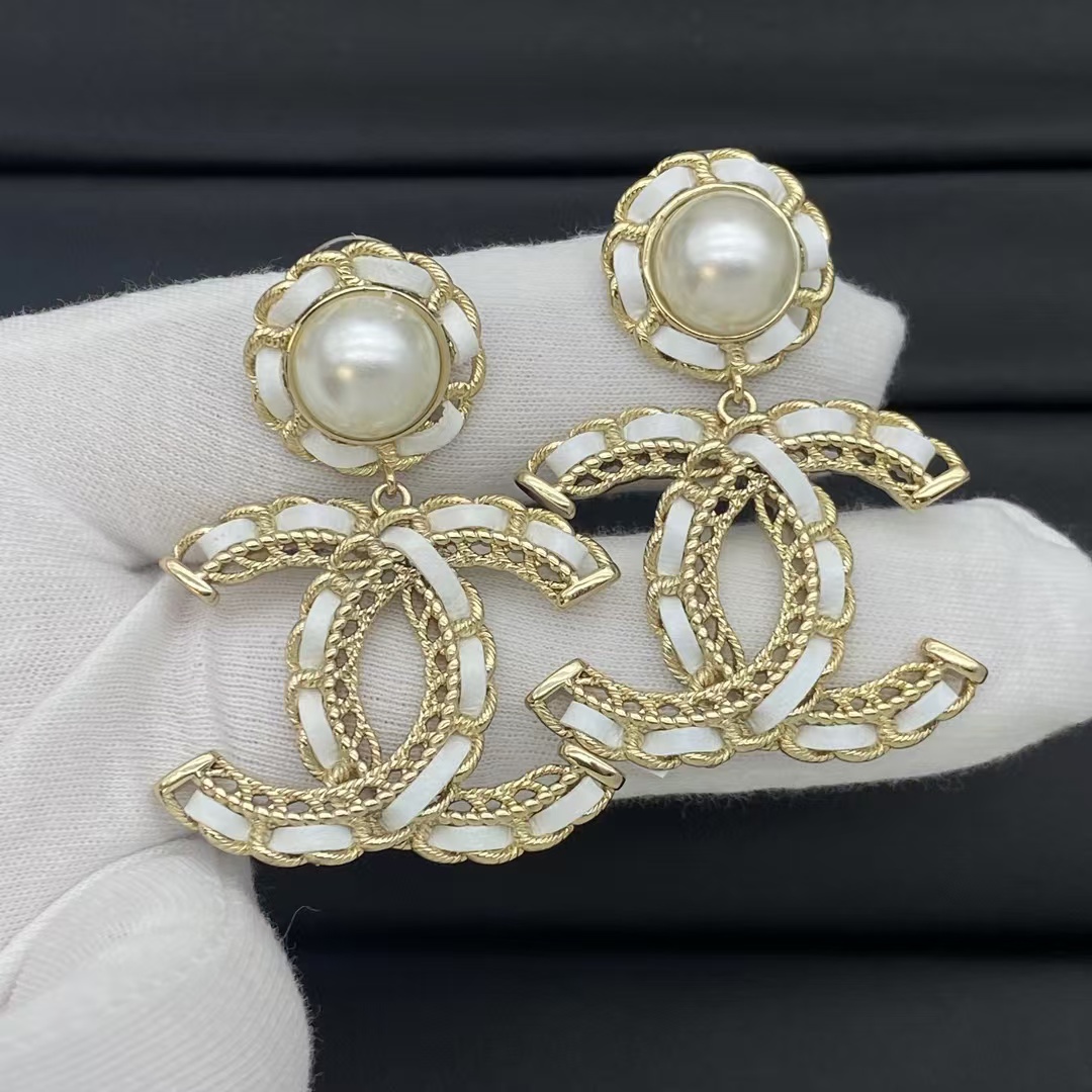 Chanel Leather Woven Big Double C Earrings - Best Replica Jewelry™